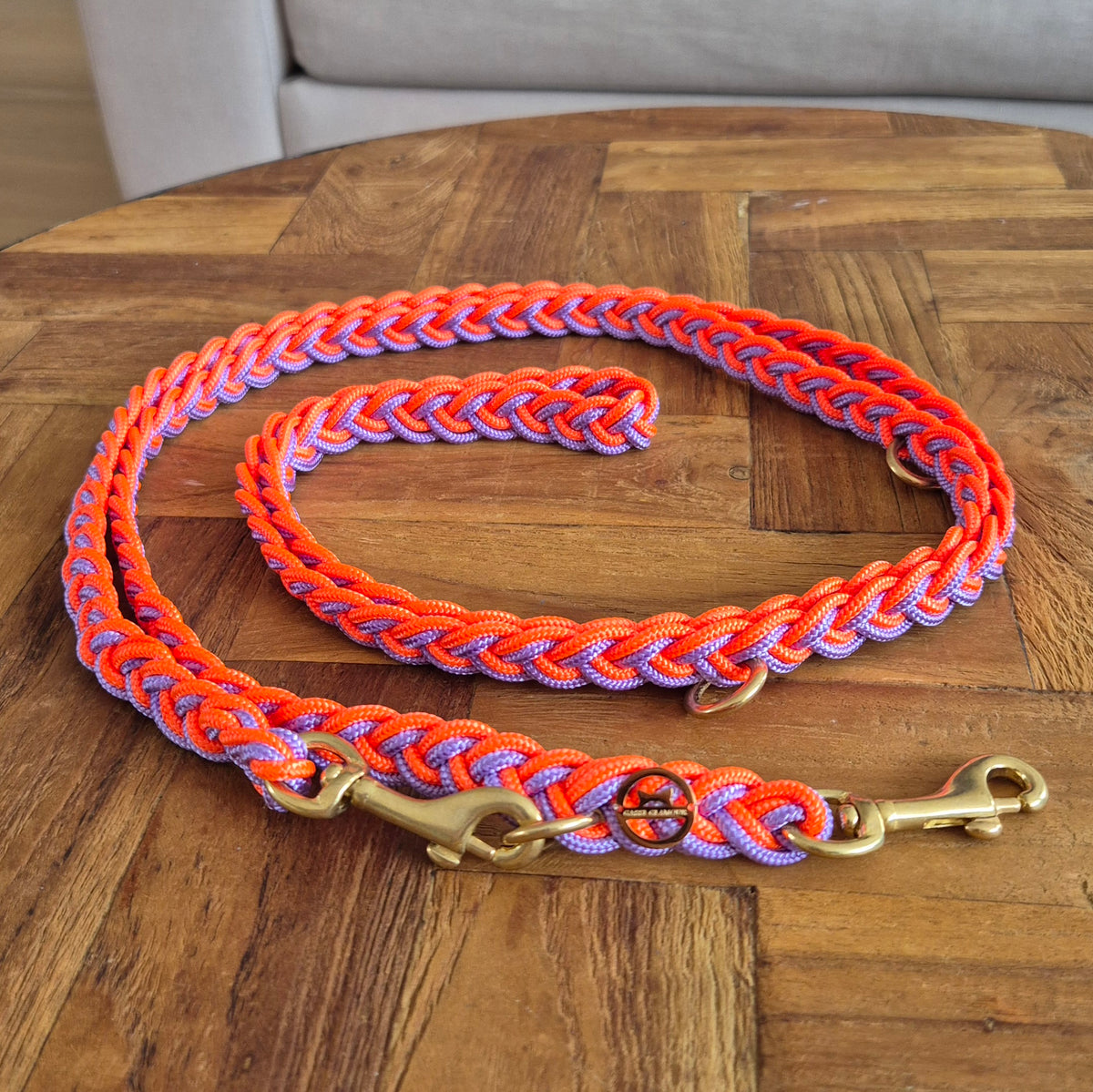 Paracord Flechtleine "Flieder-Neon-Orange"