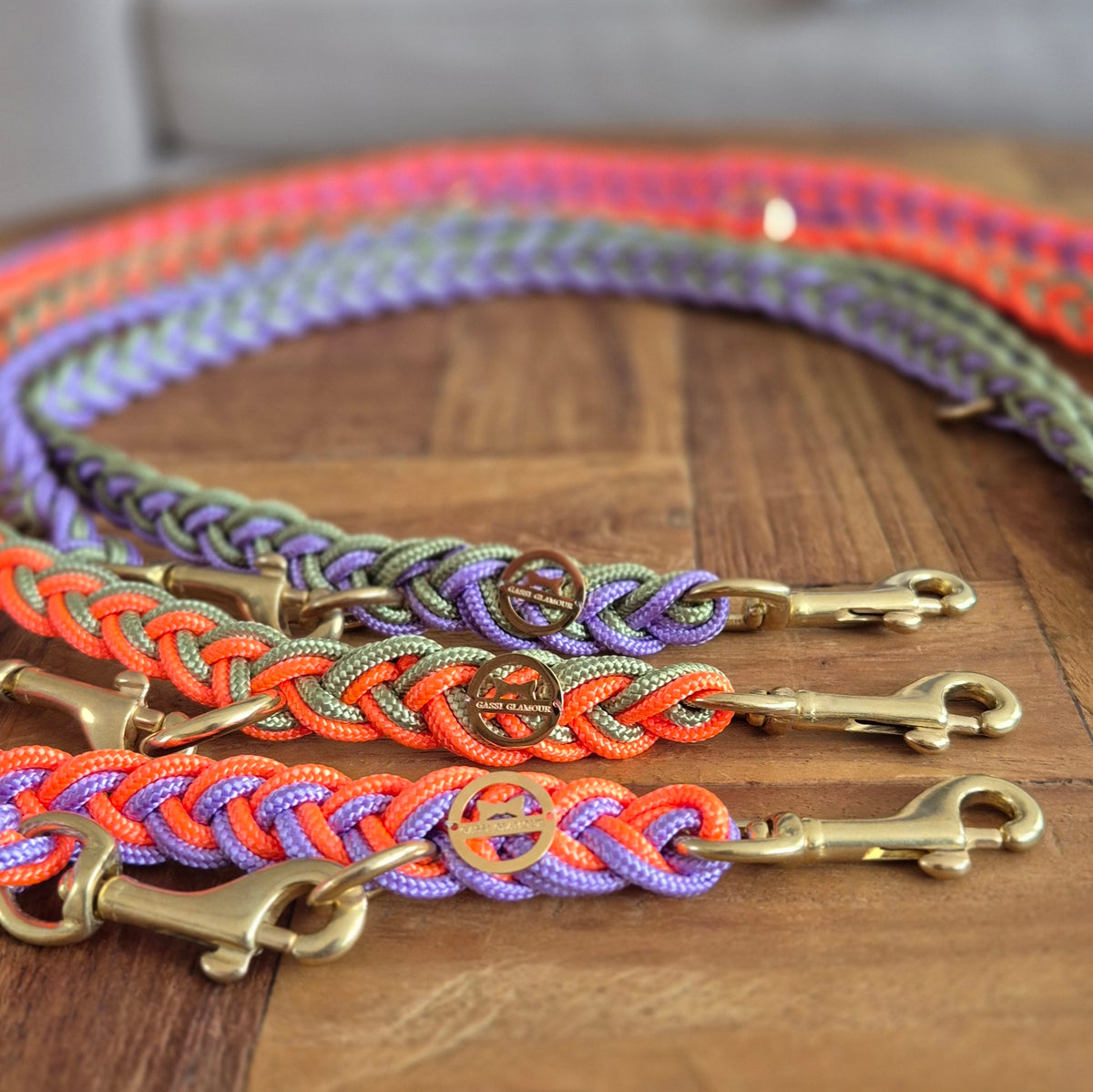 Paracord Flechtleine "Olive-Neon-Orange"