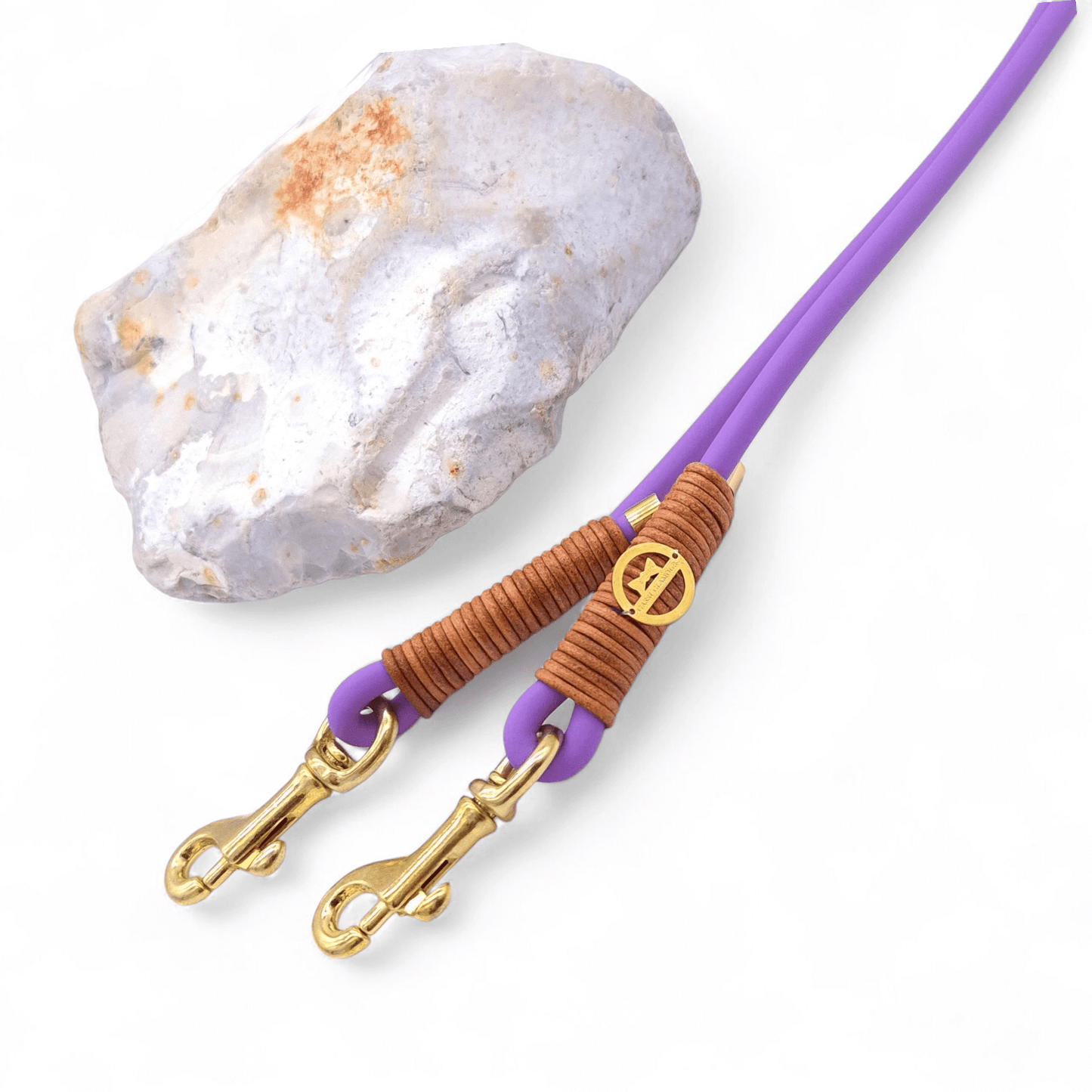 BioThane-Leine Amethyst/Vintage Cognac - für kleinere Hunde (Sofortkauf)