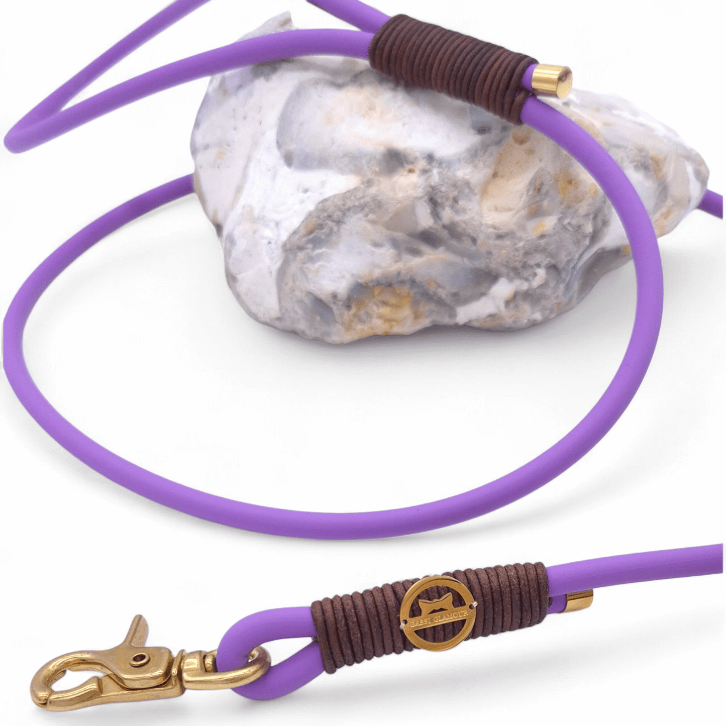 BioThane-Cityleine Amethyst/Vintage Cognac dunkel - für kleinere Hunde (Sofortkauf)