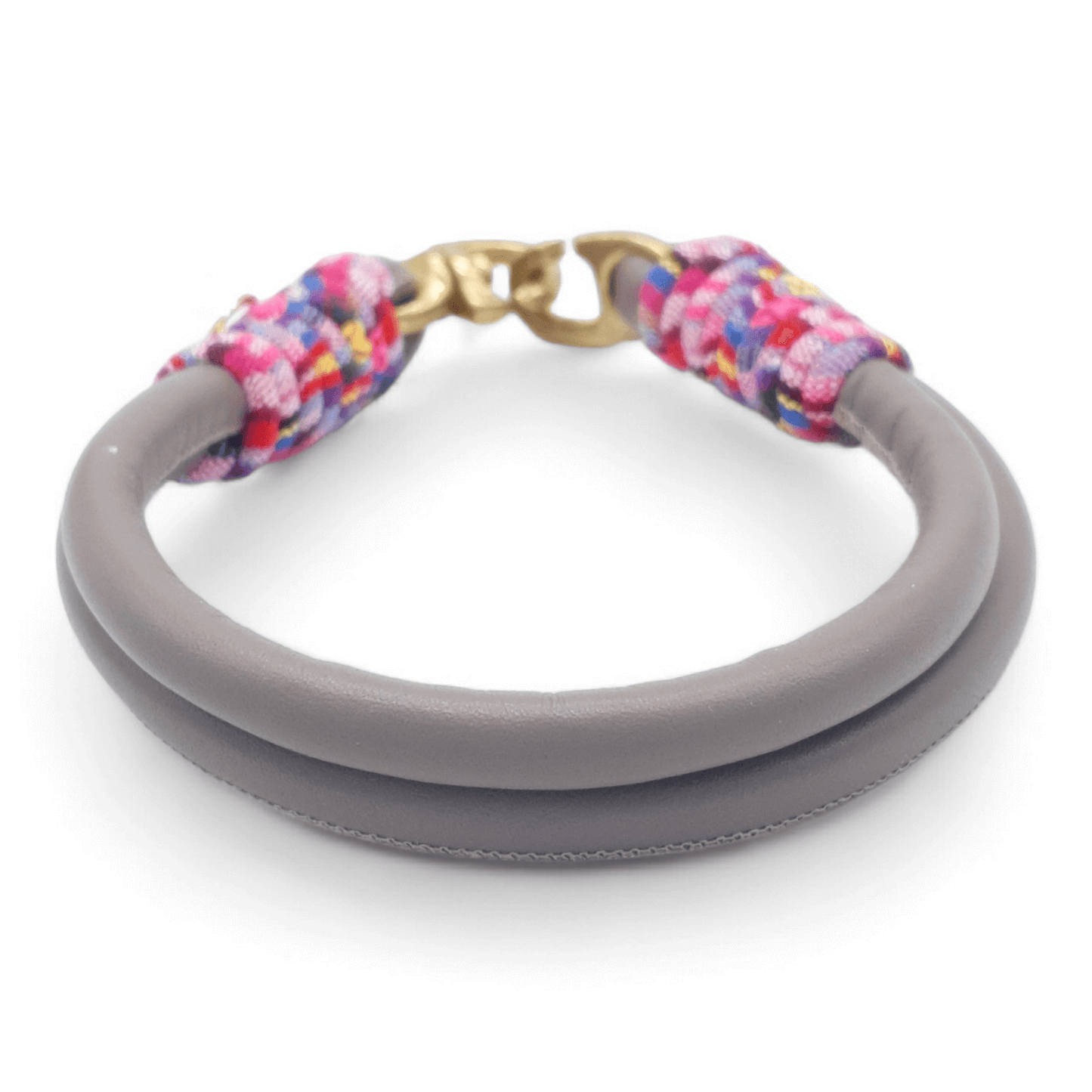 Doppelstrang-Halsband Taupe-Pink-Ethno