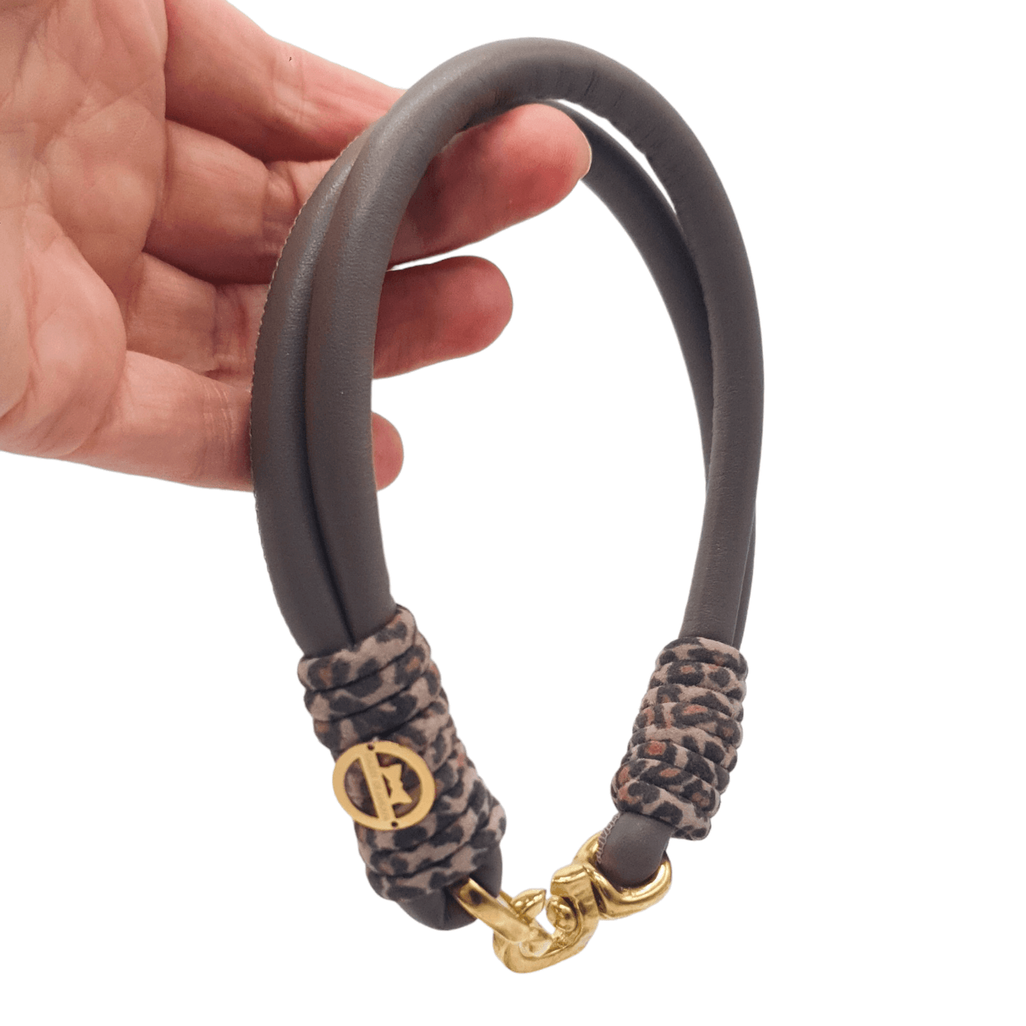 Doppelstrang-Halsband Taupe-Leo