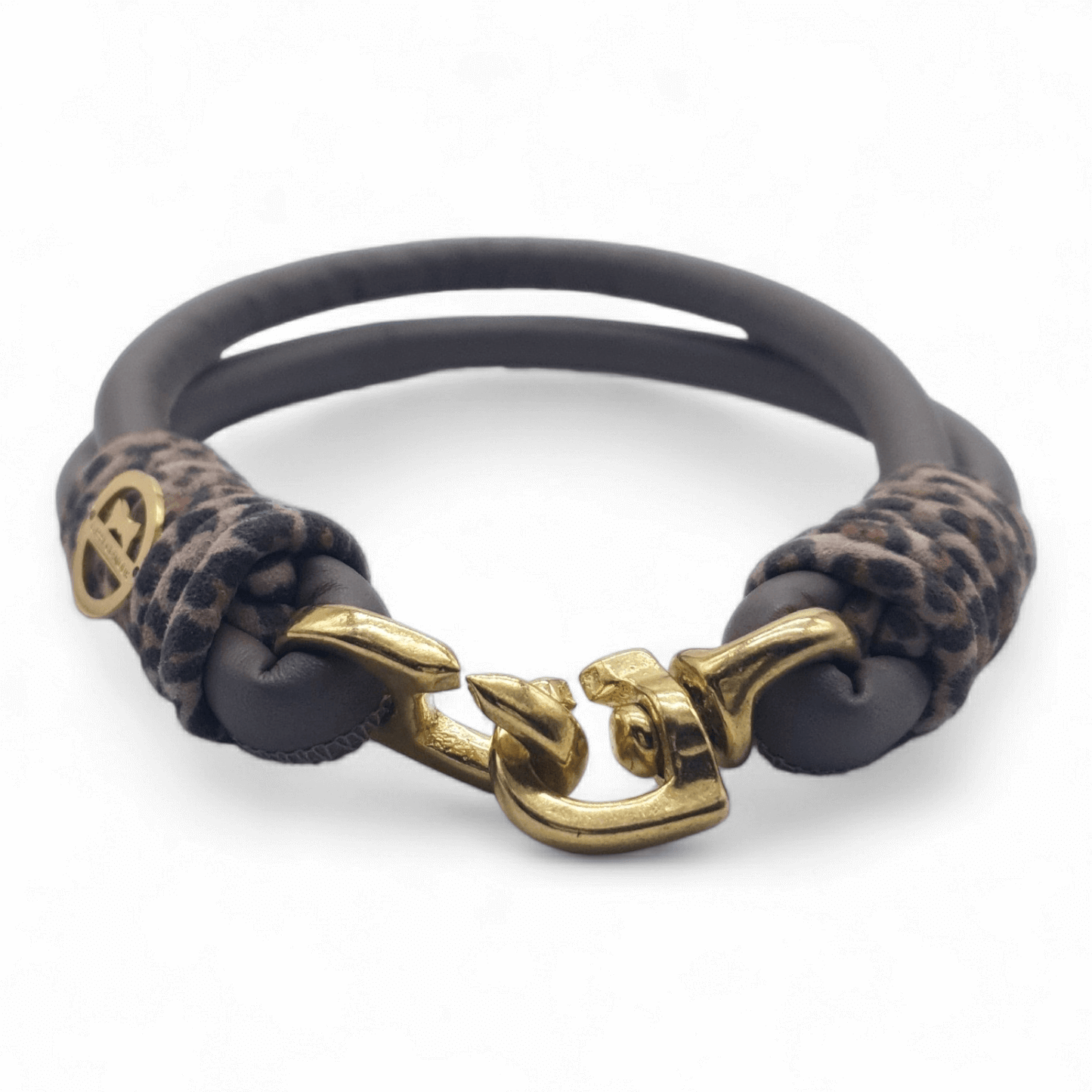 Doppelstrang-Halsband Taupe-Leo