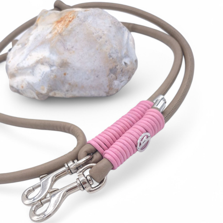 Lederleine Taupe/Rosa (Sofortkauf)