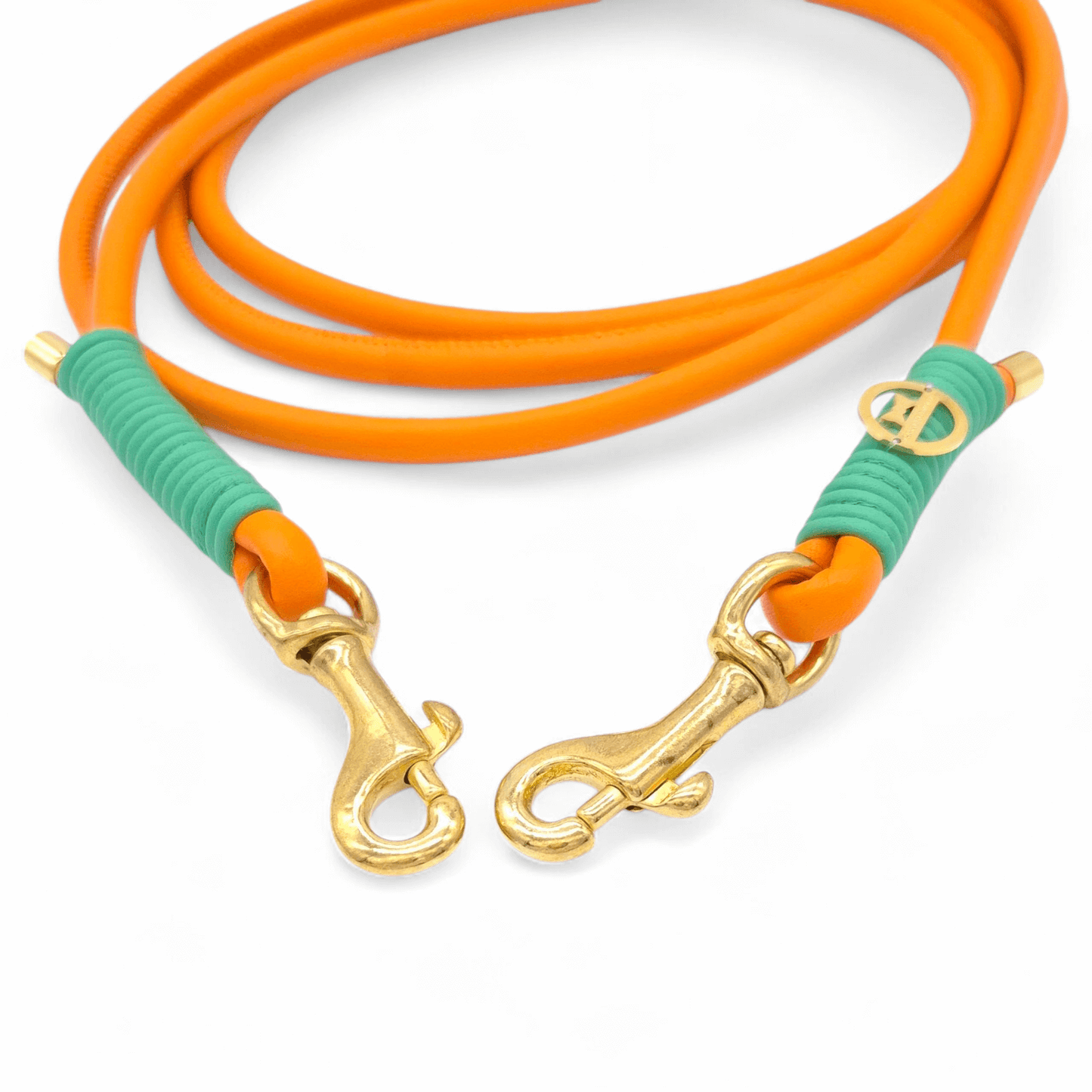 Lederleine Orange/Jade - für kleine Hunde (Sofortkauf)