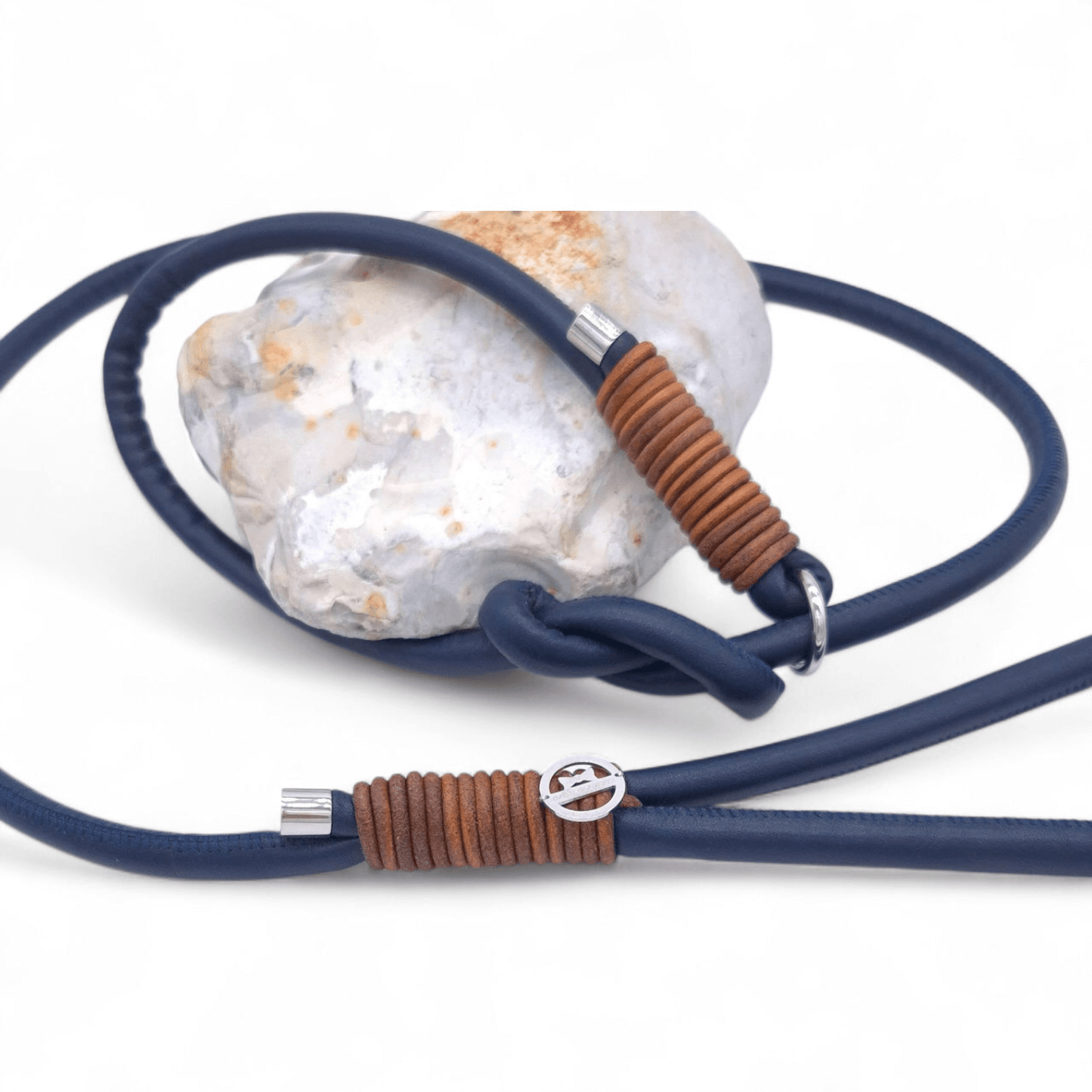 Retrieverleine Navy/Cognac Vintage (Sofortkauf)