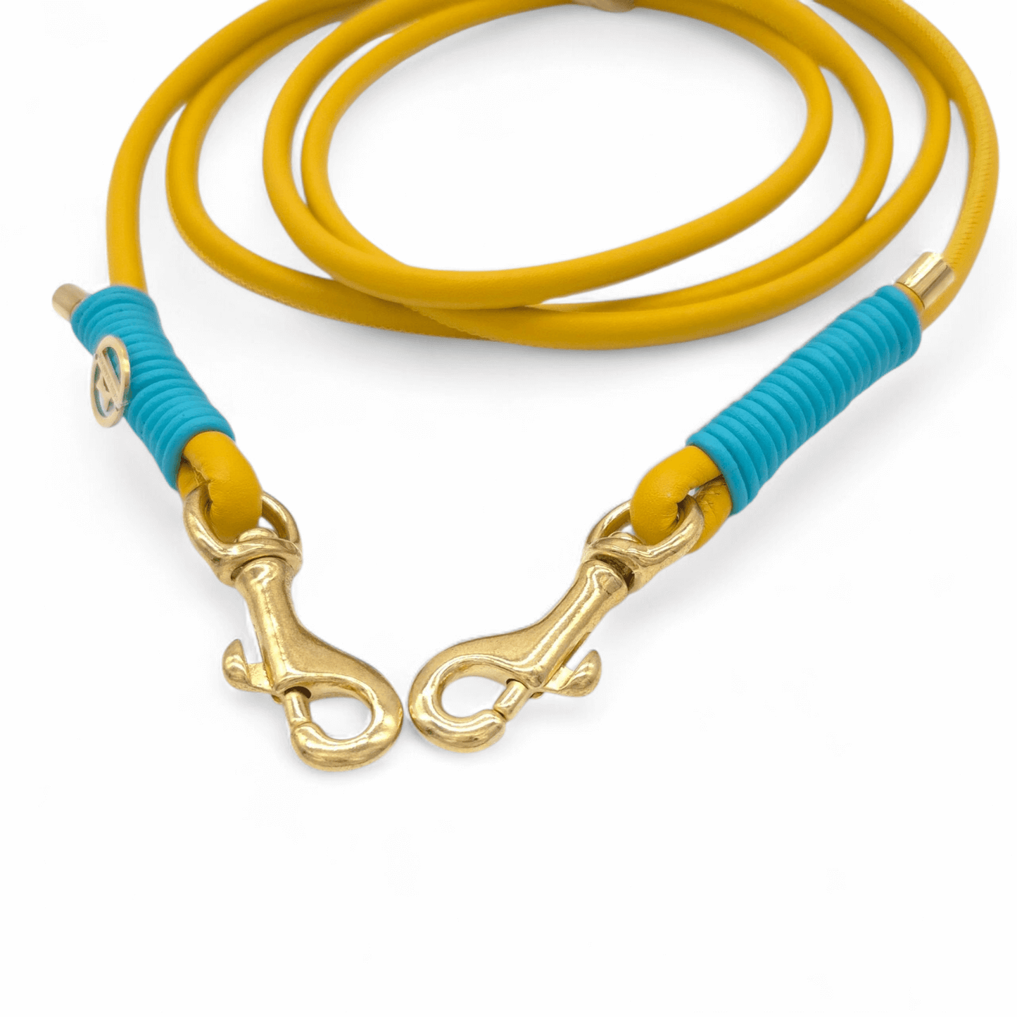 Lederleine Safran/Türkis - für kleine Hunde (Sofortkauf)