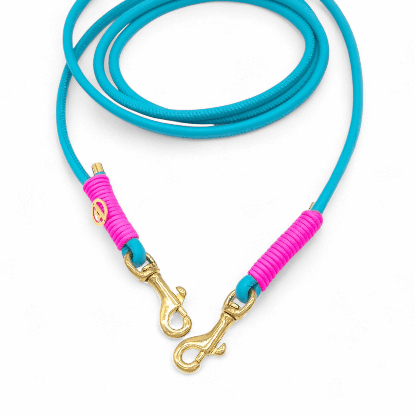 Lederleine Türkis/Neon-Pink- für kleine Hunde (Sofortkauf)