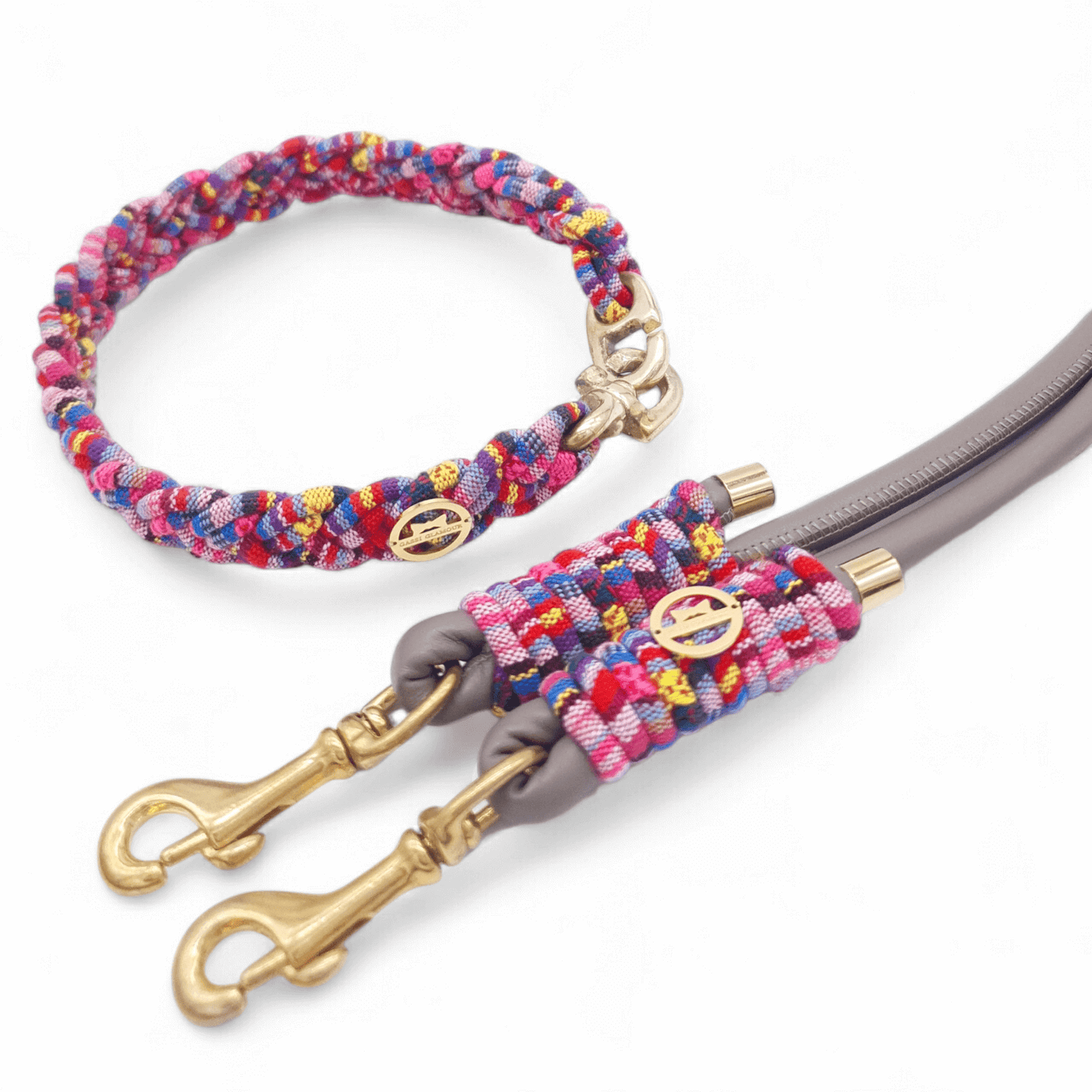 Flechthalsband Ethno-Pink