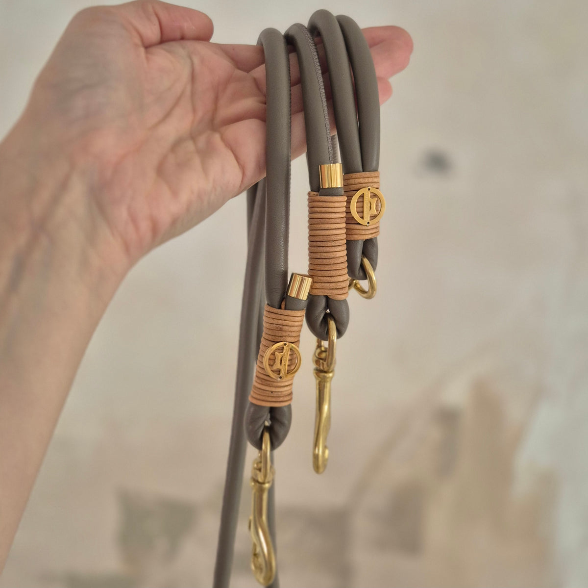 Doppelstrang-Halsband Taupe
