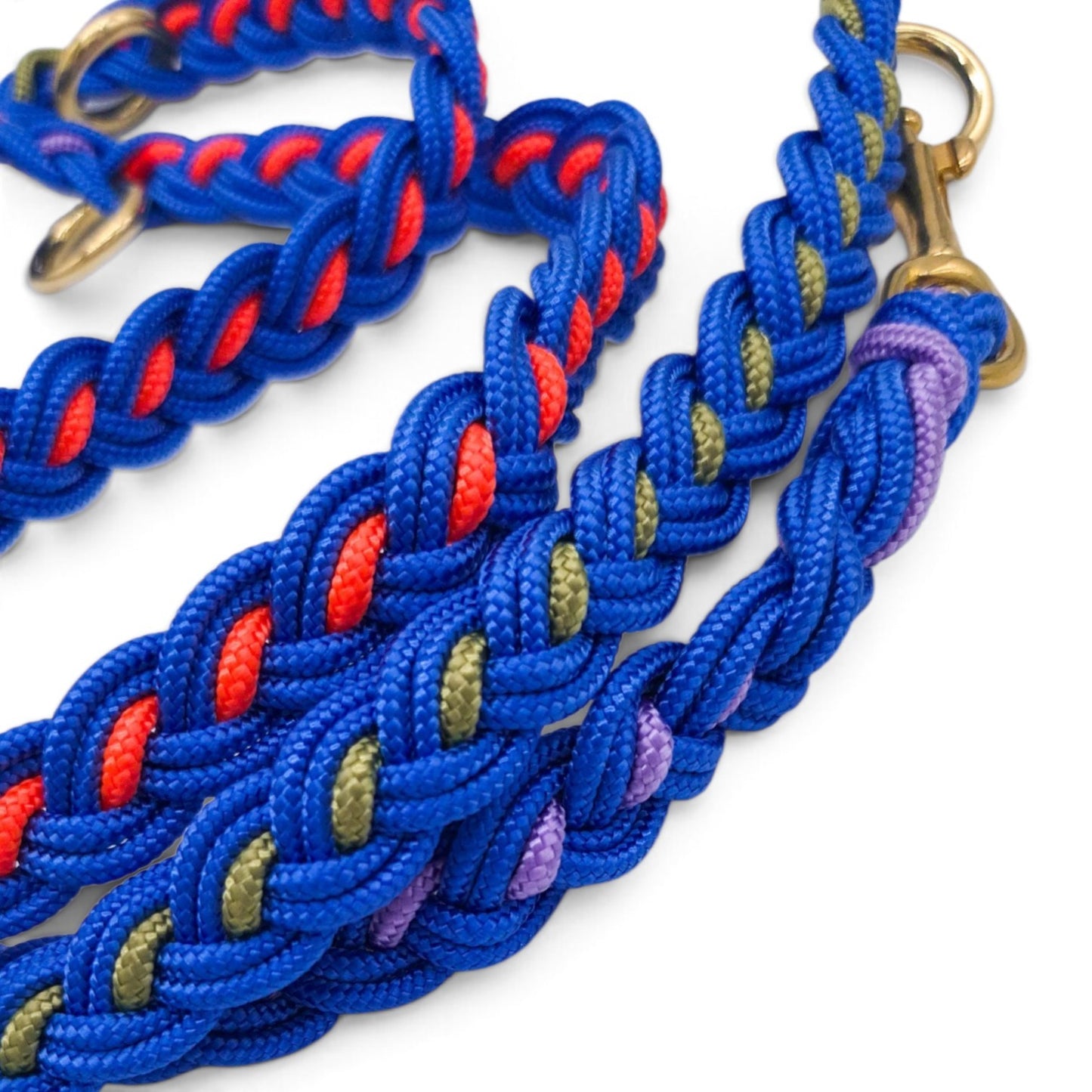 Paracord Flechtleine "Blau-Rainbow"