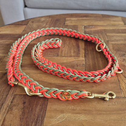 Paracord Flechtleine "Olive-Neon-Orange"