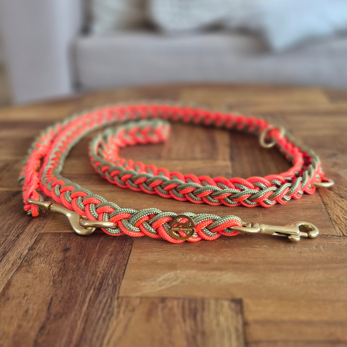 Paracord Flechtleine "Olive-Neon-Orange"