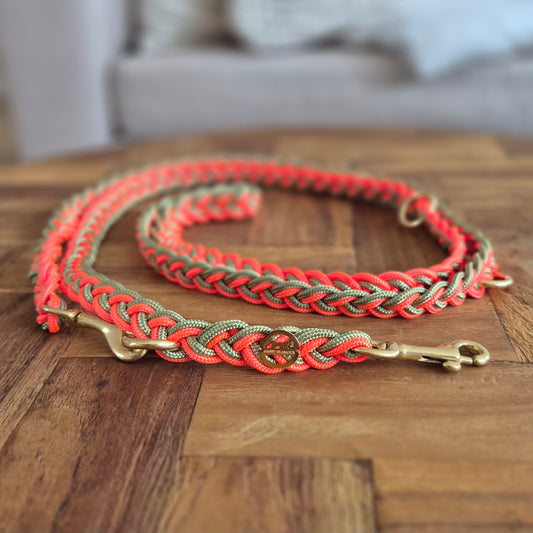 Paracord Flechtleine "Olive-Neon-Orange"