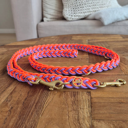 Paracord Flechtleine "Flieder-Neon-Orange"