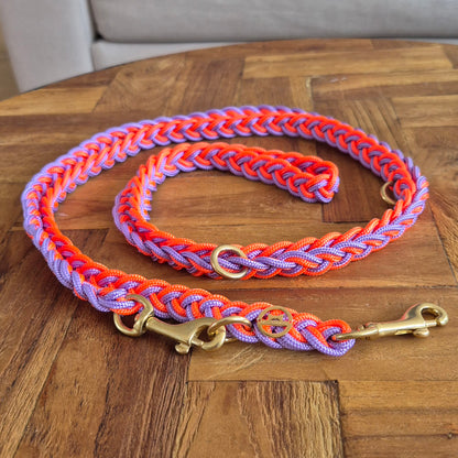 Paracord Flechtleine "Flieder-Neon-Orange"