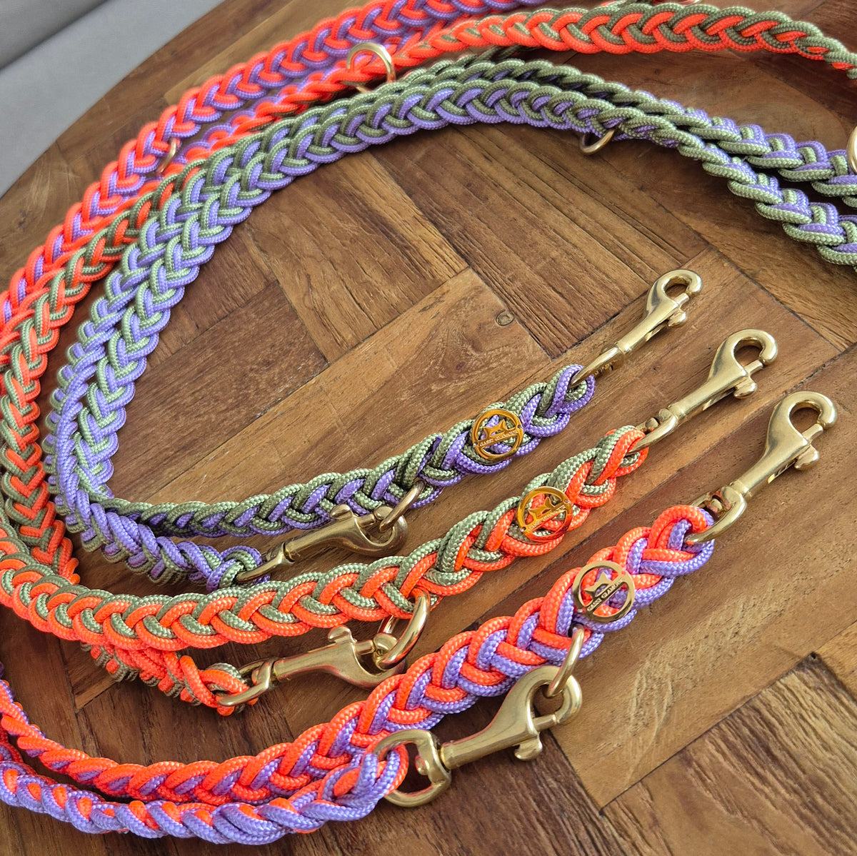Paracord Flechtleine "Olive-Neon-Orange"