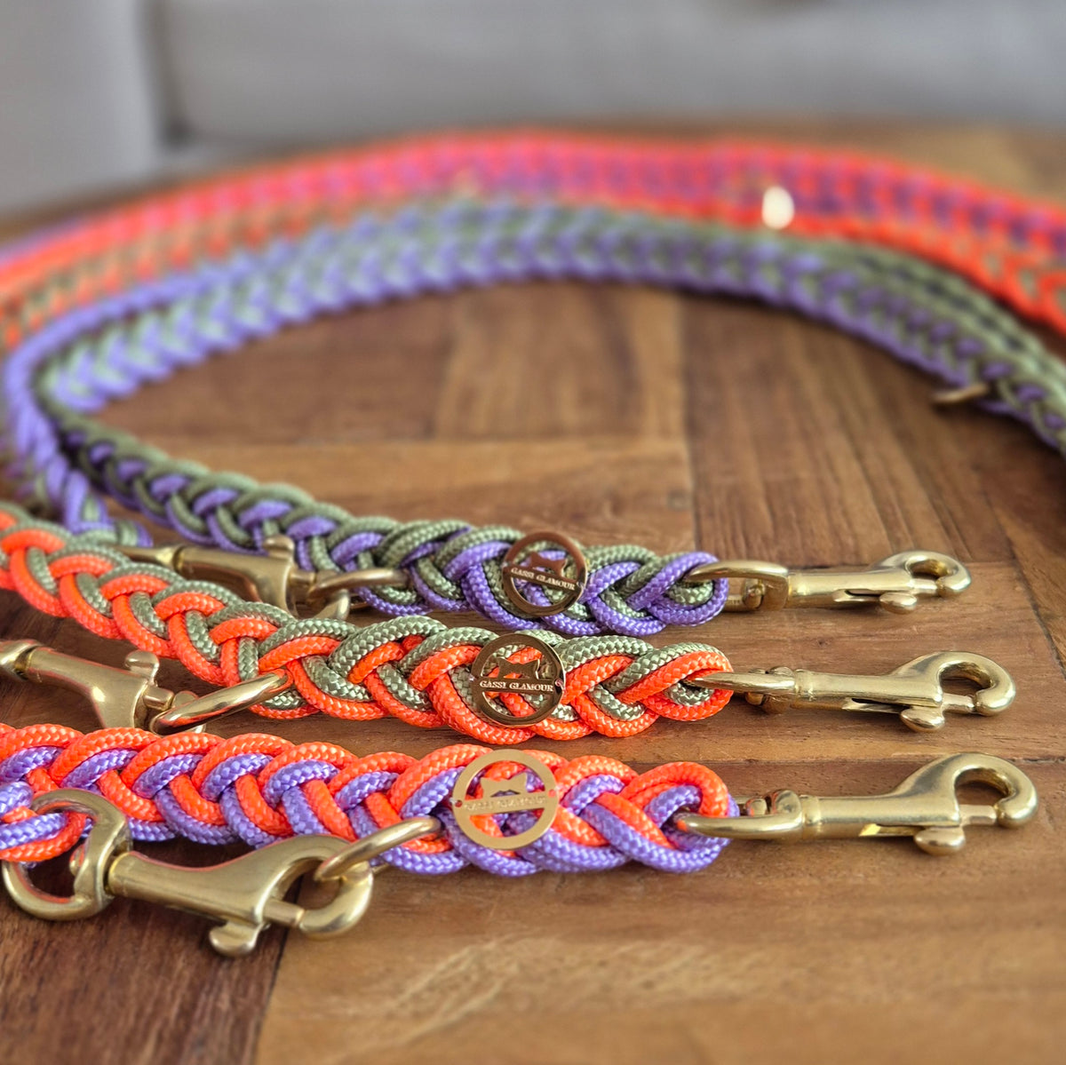 Paracord Flechtleine "Flieder-Olive"