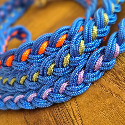 Paracord Flechtleine "Blau-Rainbow"
