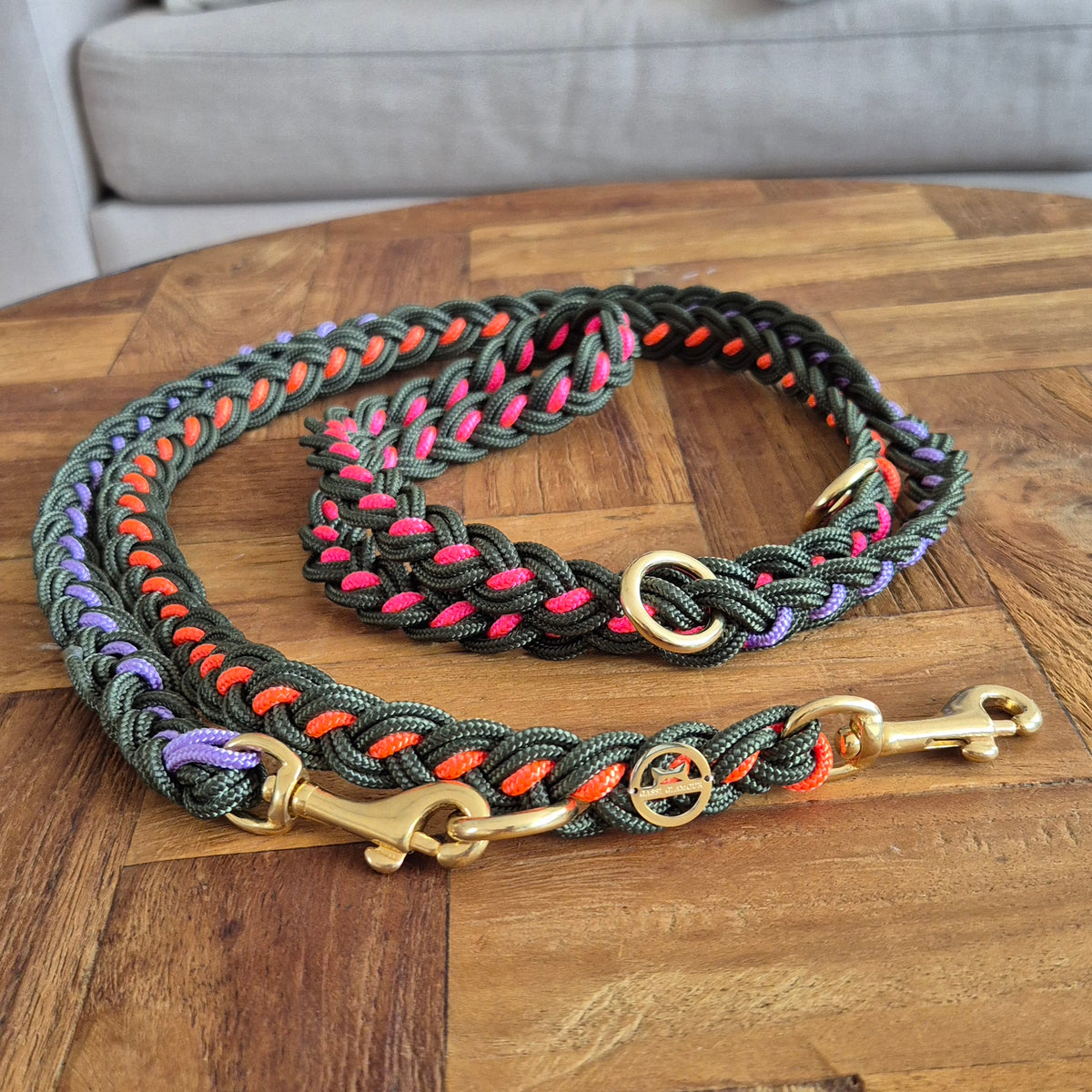 Paracord Flechtleine "Dunkelgrün-Rainbow" (Kopie)