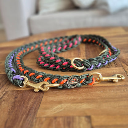 Paracord Flechtleine "Dunkelgrün-Rainbow" (Kopie)