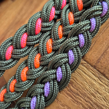 Paracord Flechtleine "Dunkelgrün-Rainbow" (Kopie)