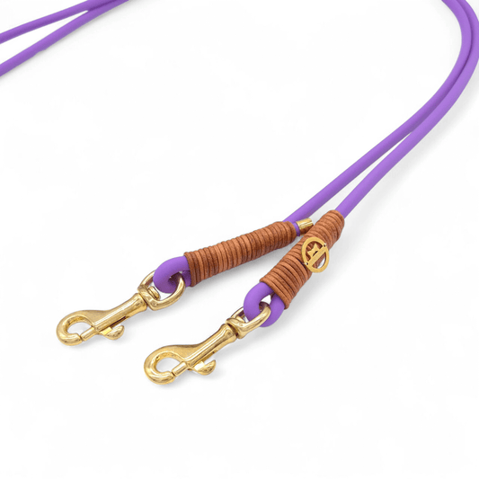 BioThane-Leine Amethyst/Vintage Cognac - für kleinere Hunde (Sofortkauf)