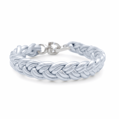 Flechthalsband Metallic Silber