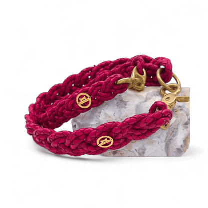 Flechthalsband "Himbeer-Rot" 33 cm/44 cm Halsumfang (Sofortkauf)