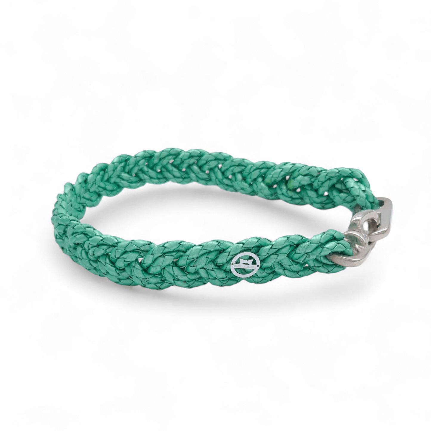 Flechthalsband "Minze Metallic" 57 cm Halsumfang (Sofortkauf)