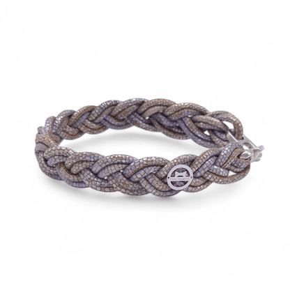 Flechthalsband "Silber-Blau-Reptilie" 36 cm Halsumfang (Sofortkauf)