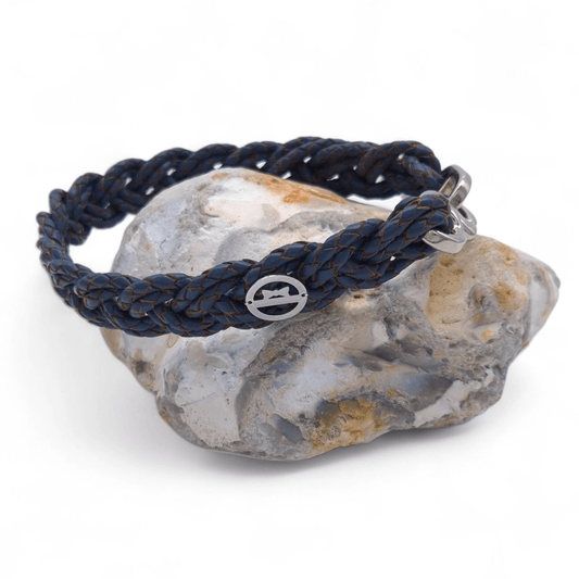 Flechthalsband "Navy Naturkante" 35 cm Halsumfang (Sofortkauf)