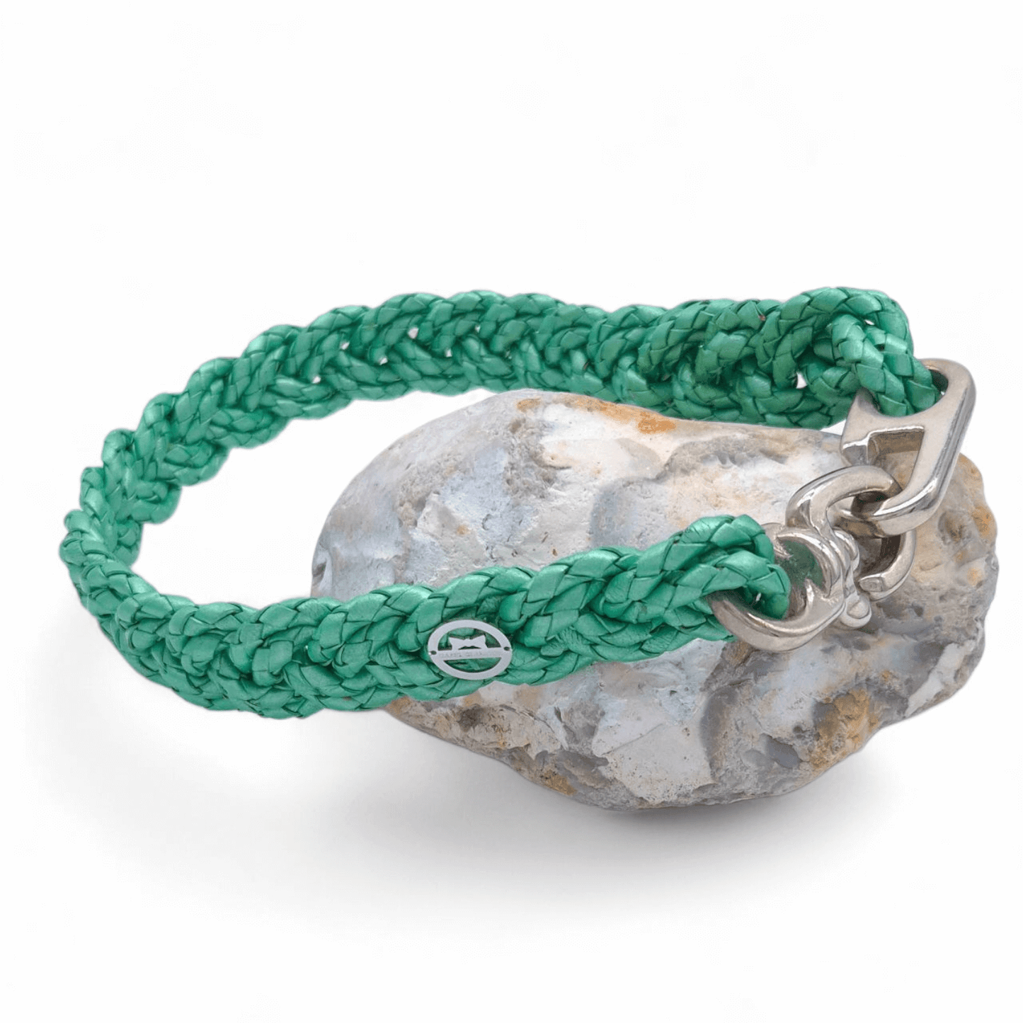 Flechthalsband "Minze Metallic" 57 cm Halsumfang (Sofortkauf)